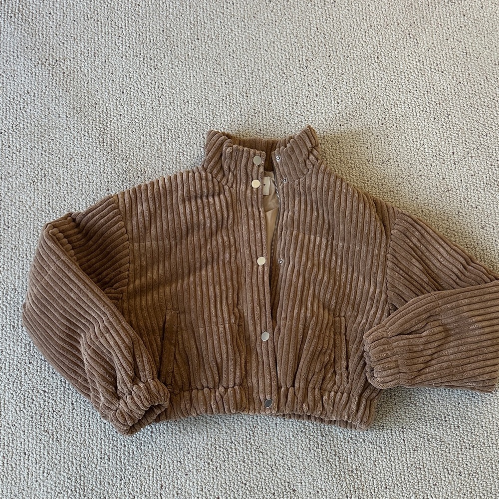 Women's Brown Corduroy Puffer Jacket
